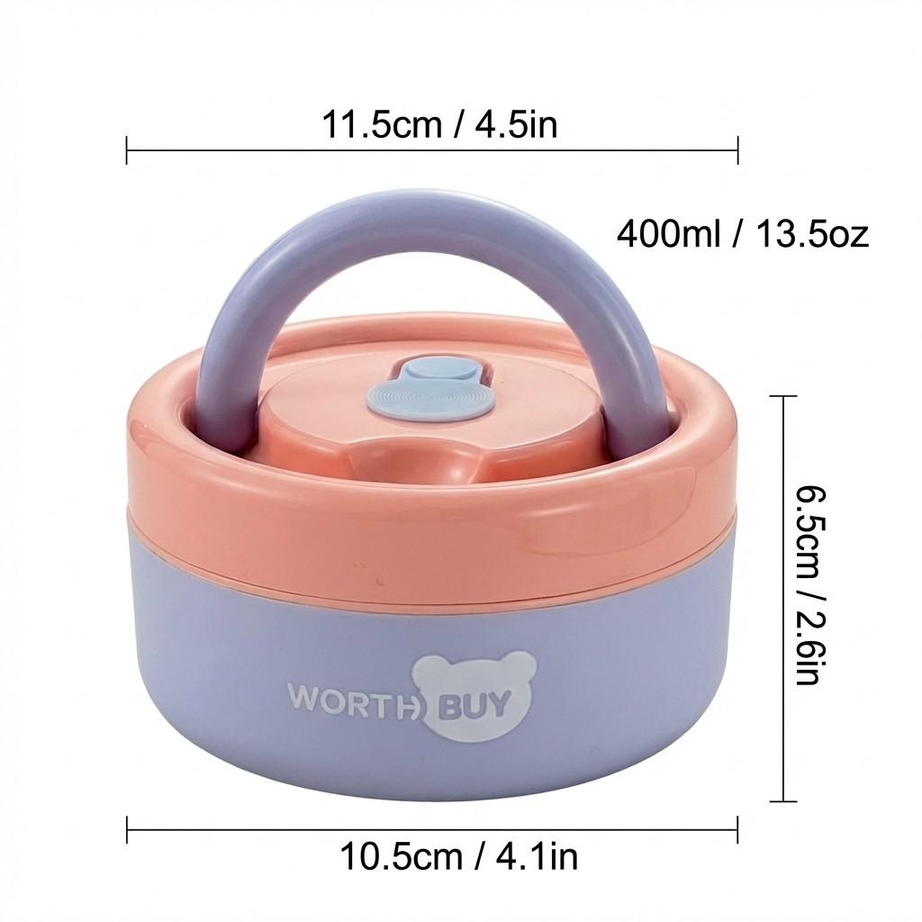 

Round Insulated Bento Lunch Box For Kids Student Microwave Safe Leak-proof 304 Stainless Steel ThermalFood Container With Handle