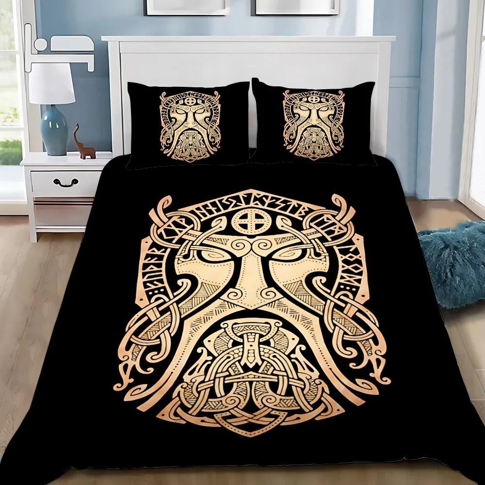 Viking Northern Germanic Culture Wolf Celtic Mystical Symbol Bedding Set Comforter Bed Home Decor Single Double Large Size