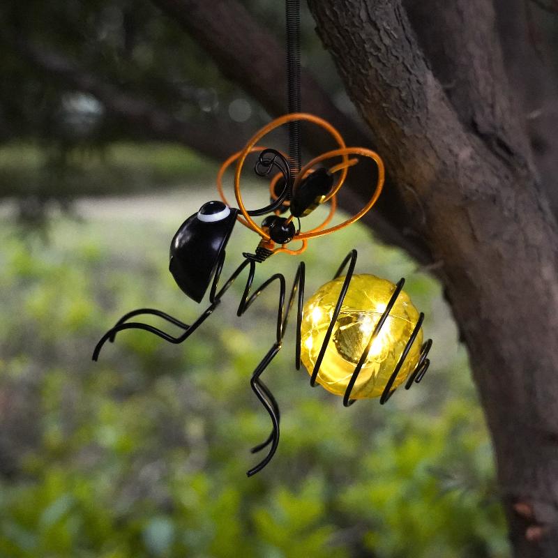 Solar Powered Garden Bug Zapper Lamp Hanging Metal Insect Killer Waterproof Mosquito Light for Outdoor Yard жёлтый