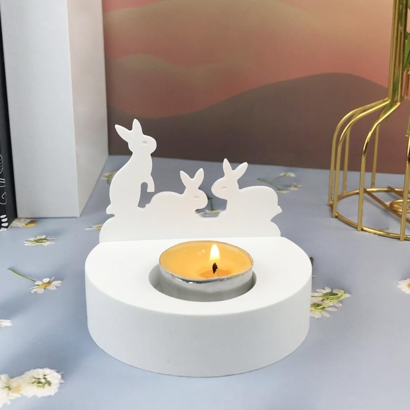 3D Kerzenständer Silikonform Kaninchen/Kiefernwälder Geformte Kerzenständerformen Gips Kerzenhalterform Heimdekorationen
