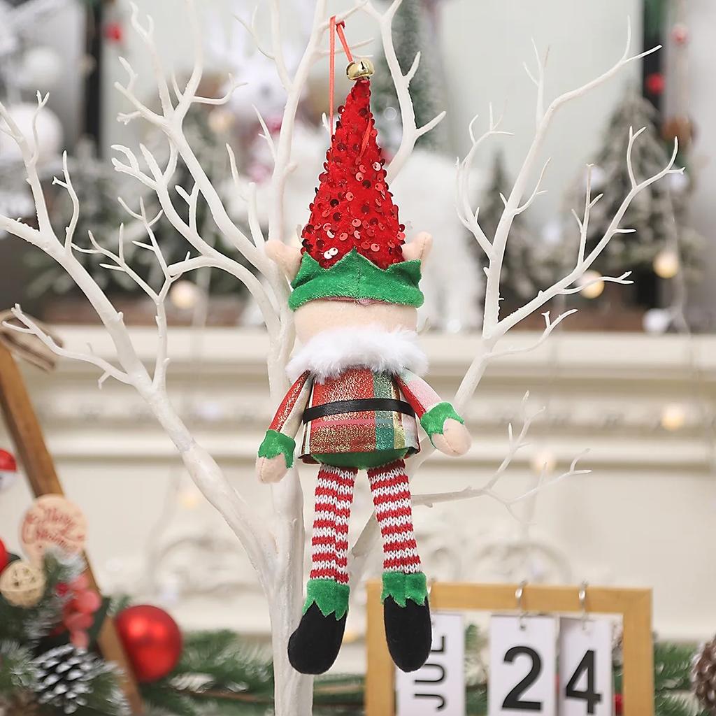 New 34CM Long Legged Cartoon Elf Doll Xmas Tree Pendants Window Decoration Christmas Party Ornament New S Gifts Home Decor