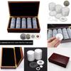 1Pc Display Holders Coin Capsules Storage 46MM 50Pcs Wooden Case