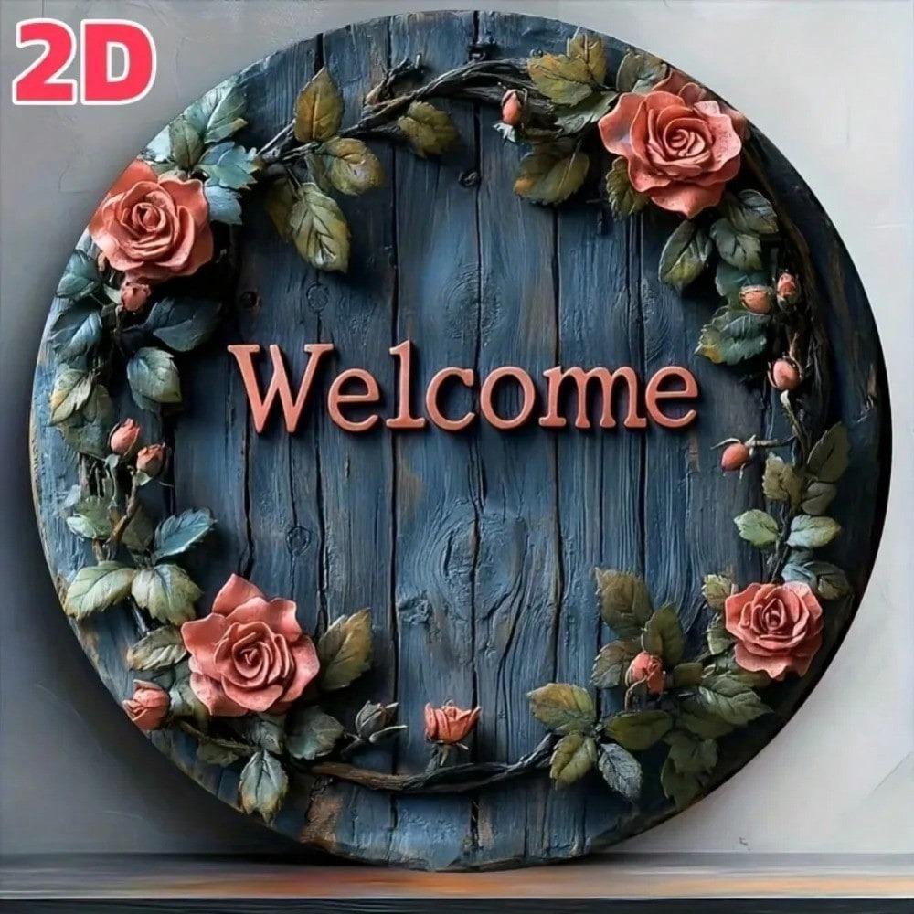 Vintage Welcome Sign Metal Wall Art For Home Bar Cafe Office Decor