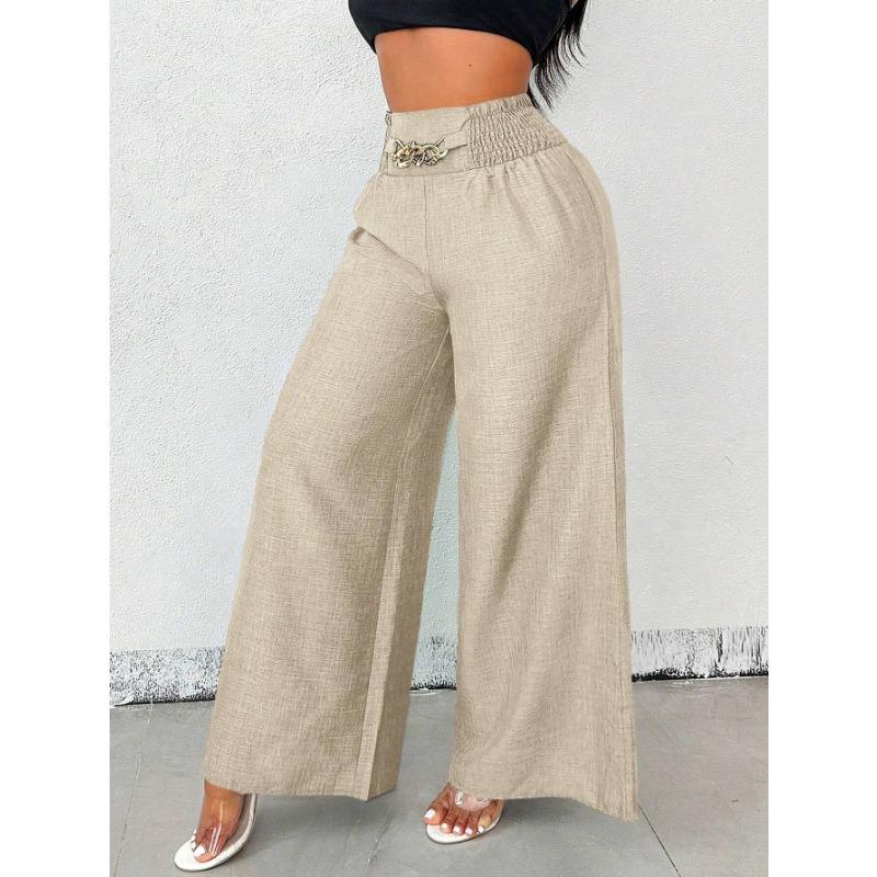 Women Fashion Vintage High Waist Loose Wide Leg Casual Long Pants