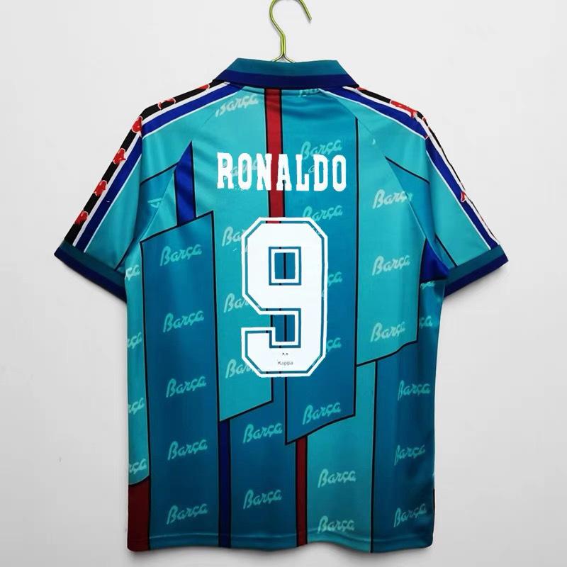 Großhandel Vintage Barcelona Real Madrid Paris AC Santos Spanien Messi Rokaka Ronaldo Trikot