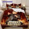 Legendäre Idol Johnny Hallyday Bettwäsche, Bettbezug, Kissenbezug, Heimdekoration, Geburtstagsgeschenk (1 * Bettbezug+2 * Kissenbezug, ohne Füllung)