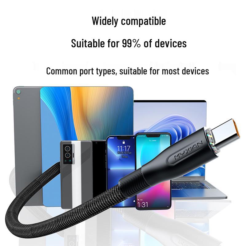 120W Dual Type-C Fast Charging Cable for Apple, Huawei, Xiaomi Laptops & Car Chargers
