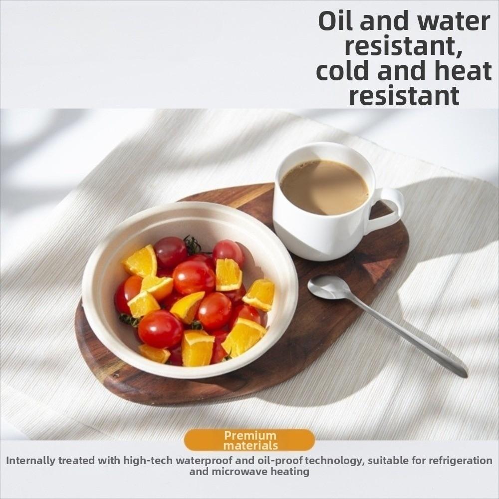 50Pcs Water Resistant Round Bowls Paper Pulp Bowl for Noodles Soup Rice and Takeaway Meals