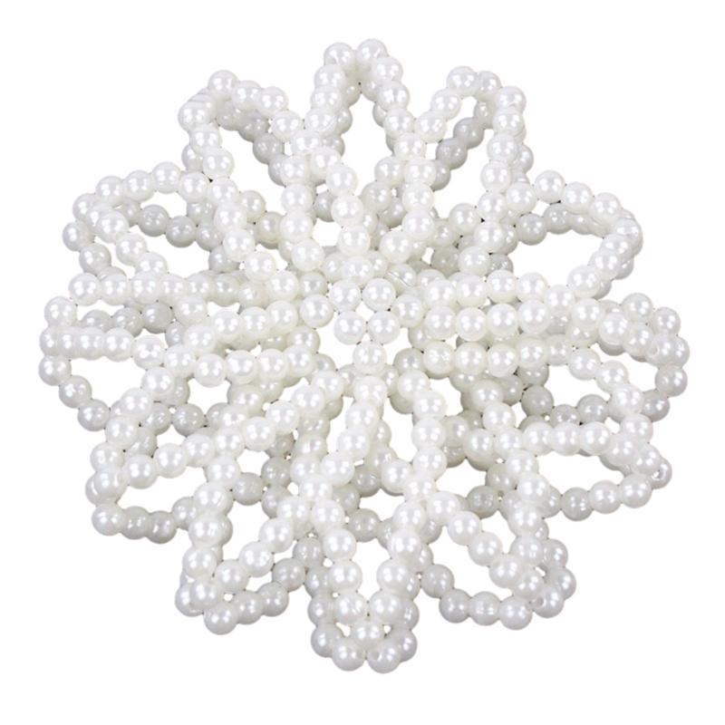 

Elegant Hair Net for Women Hair Bun Net Elastic Artificial Pearl Hair Net Snood Big Hair Bun Cover Net Ballet Accessory 1