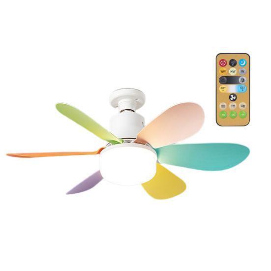 Ceiling Fan Light with Brushless Motor Remote Control Dimmable Energy-Saving Quiet Operation Small Electric Ceiling Light with Fan
