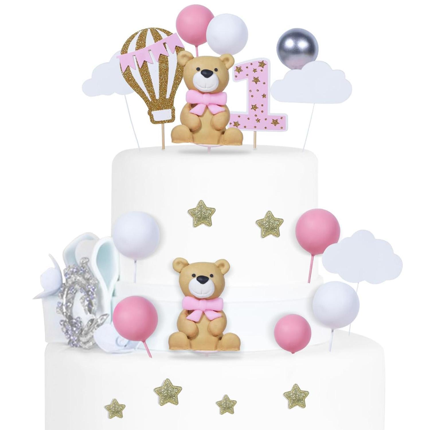 

49Pcs 3D Twin Blue Bears Balls Clouds Glitter Stars Cake Decoration for Boy Birthday Baby Shower Teddy Bear Theme Party Supplies