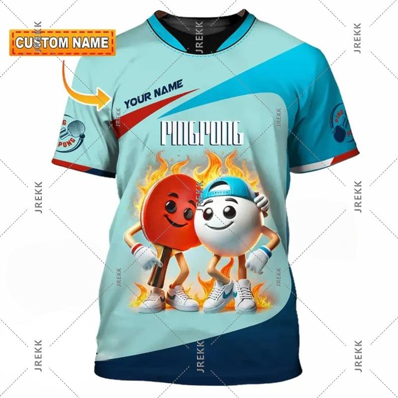 T-shirt de Tennis de Table pour Hommes Vêtements Séchage Rapide Ping Pong Manches Courtes Col Rond T-shirts Été Sports Nom Personnalisé T-shirt Top Homme