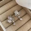 Flower water drop stud earrings light luxury fashion temperament high-end earrings versatile niche design earrings