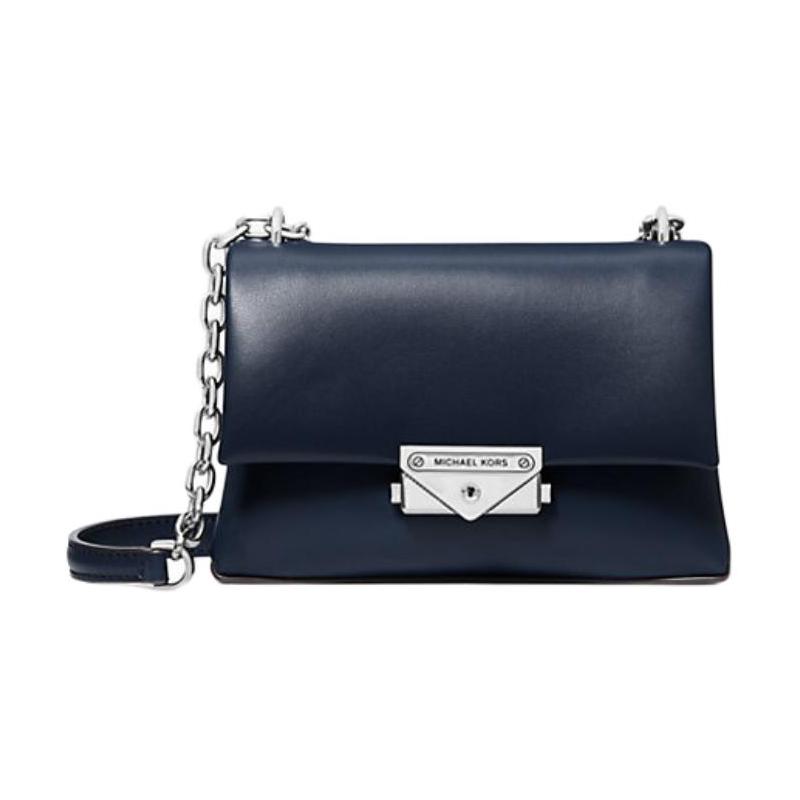MICHAEL KORS Cece Silver Hardware Push Lock Fastening Polyurethane Crossbody Bag Small Women s Navy синий
