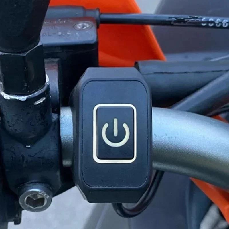 22mm Motorcycle Retrofit Switch Headlight Horn Control On/Off With LED Display Light Switch Button Handlebar Mount