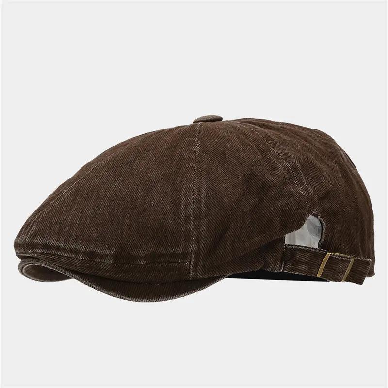 Casquettes Newsboy Imprimées en Coton Printemps Été Casquette Octogonale Homme Berets Peintre Femme Chapeaux 105 56-60cm wear marron