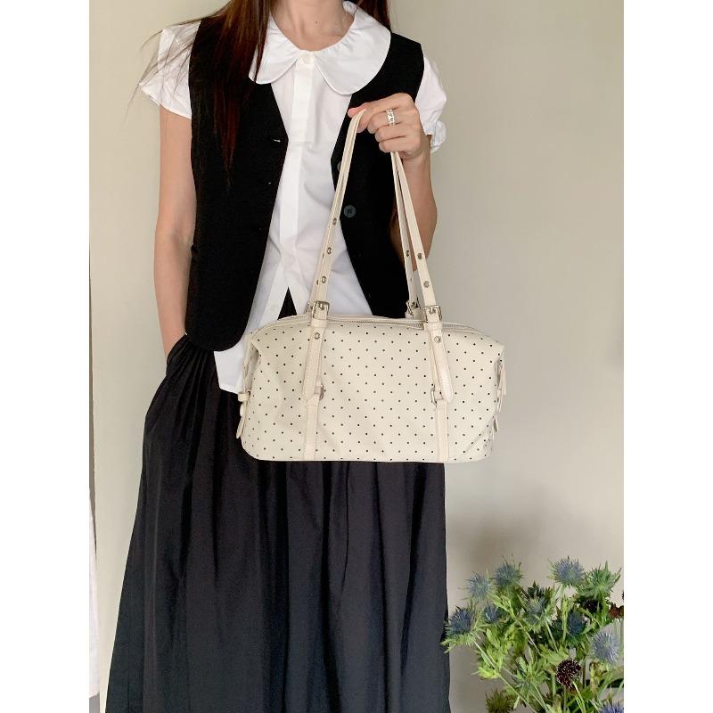 Underarm Bag - Retro Polka Dot Bowling Bag - Large Capacity Single Shoulder Bag