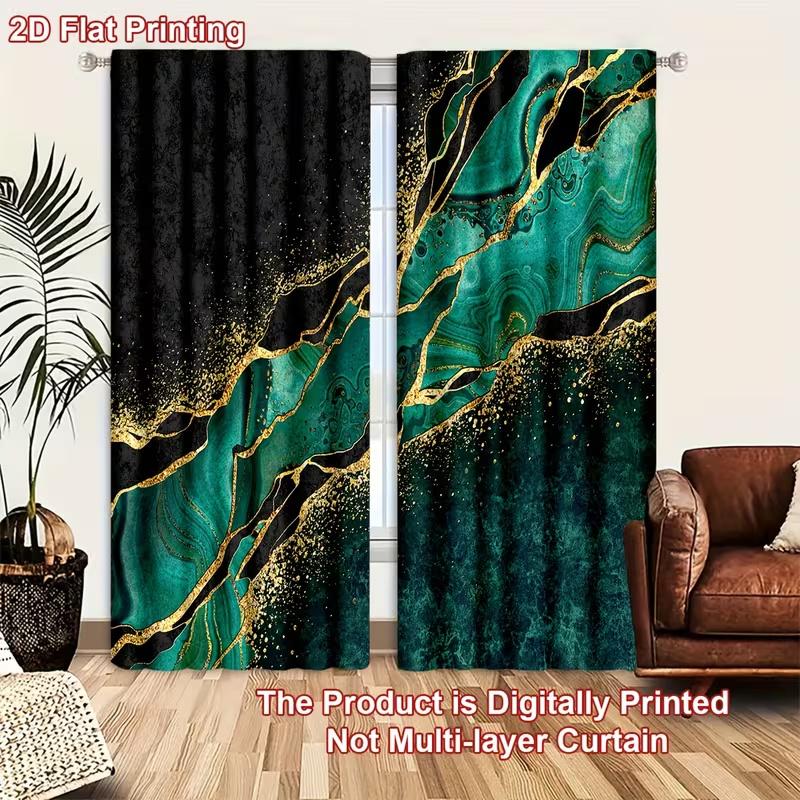 

2Pcs Blue and golden quicksand print curtains,suitable for bedroom,living room kitchen decoration,home decoration,window decor 14Wx39L(35x100CM)x2&Rod Pocket