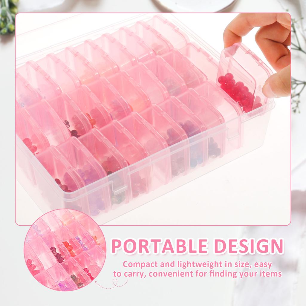 Bead Organizer Box Plastic Bead Storage Container Portable Small Bead Storage Box with 132 Labels for Holding Bracelet Earring