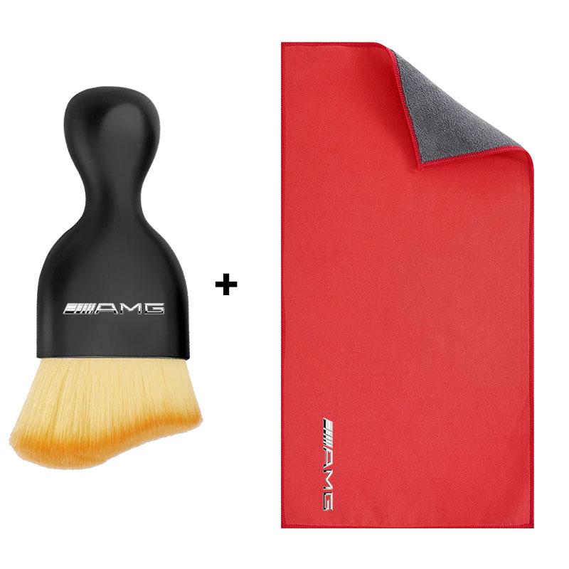Car Towels Cleaning Drying Cloth with Car Cleaning Brush For Mercedes Benz AMG W212 W205 W246 W177 W176 W213 GLC GLE GLS ML Welcome Laser Logo Lamp