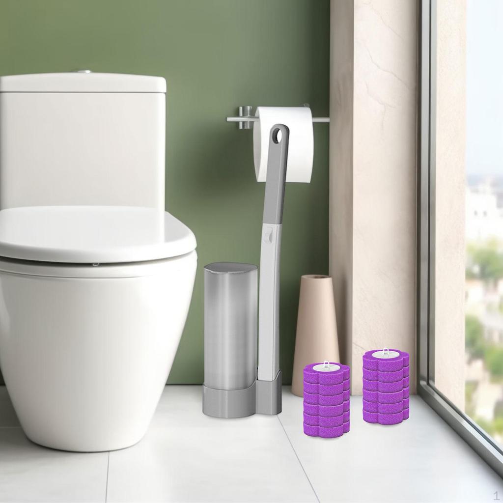 Toilet Brush Set Bathroom Maintenance Professional Wall Mounted Efficient Household with Refills