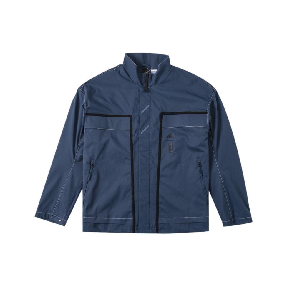 adidas Loose Casual Splicing Windproof Stand Collar Jacket Blue Men s HM7471 M