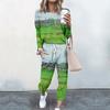 High-End Fashion Sports Sweater Set Women'S Autumn Loose Casual Long-Sleeved Printed Top Bundle Leg Pants Two-Piece Set
