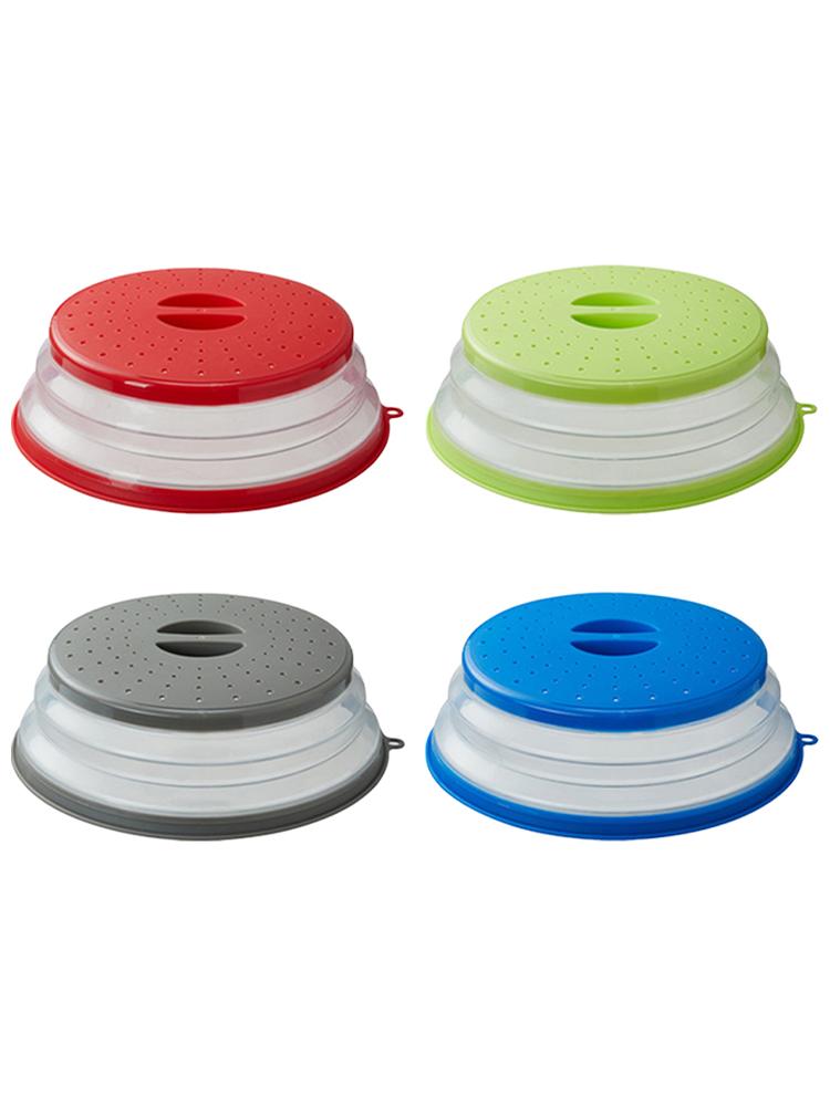 Collapsible Microwave Cover Lid Folding Silicone Microwave Plate Cover Colander Strainer for Fruit Vegetables