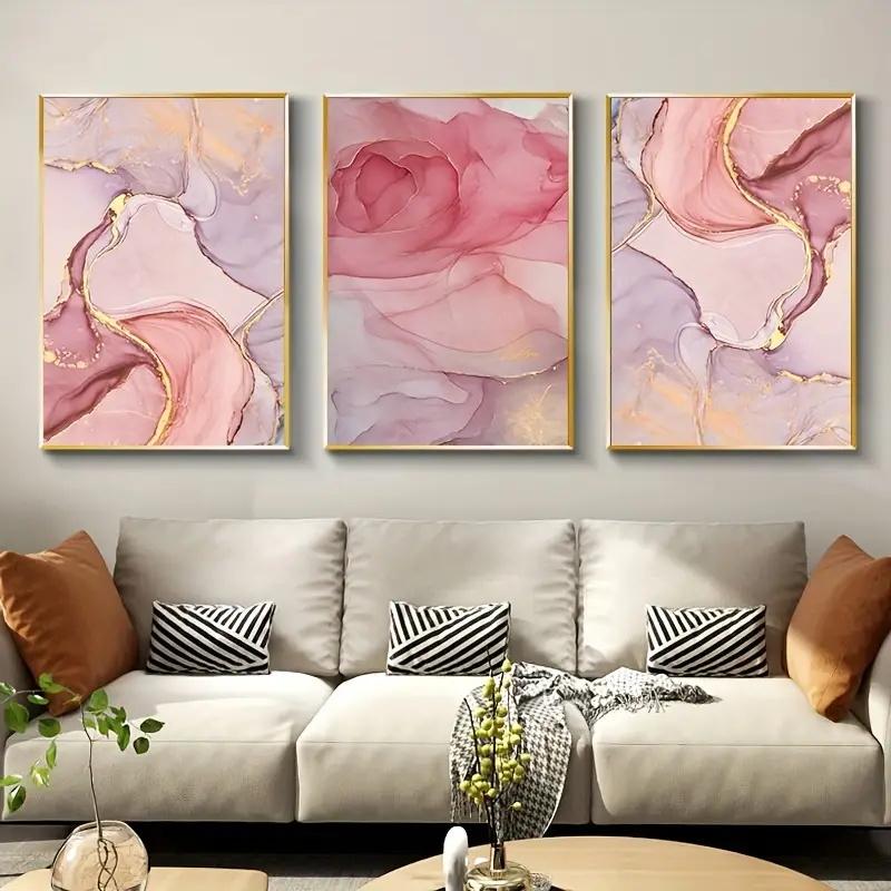 3pcs Modern Poster Abstract Pink Marble Canvas Posters Wall Art for Living Room Decoration Luxury Poster and Print Ideal Gift