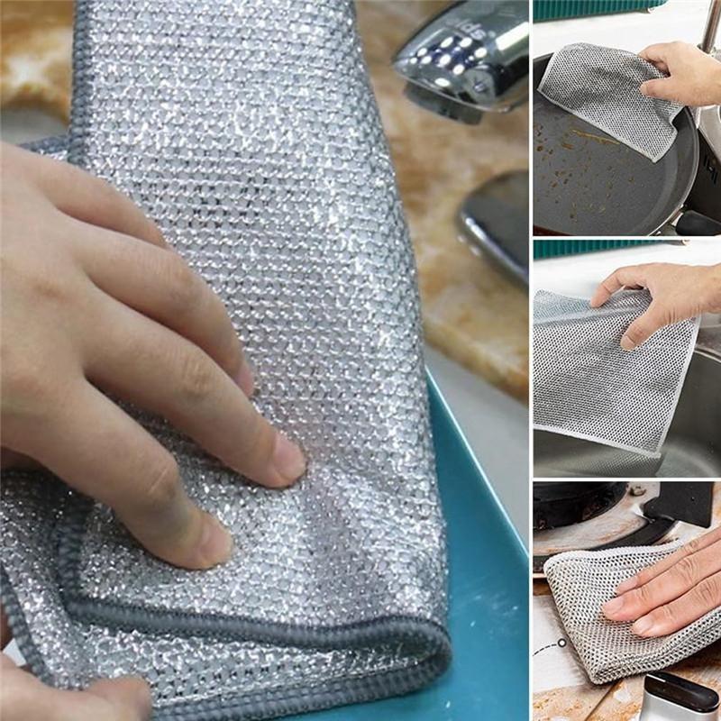 1PCS Kitchen Cleaning Cloth Rust Removal Magic Cleaning Cloth Metal Steel Wire Cleaning Rag Multipurpose Dish Wash