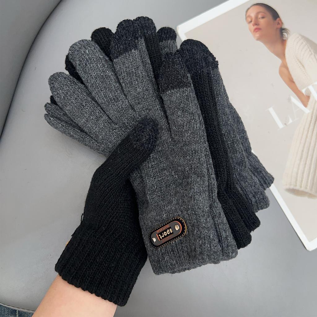 Outdoor Leisure Fishing Cycling Cold and Windproof Knitted Yarn Warm Gloves with Added Velvet Thickness In Autumn and Winter