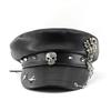 Berretto in PU Moda Stile Punk Vintage con Parte Superiore Piatta Cappelli Militari Casual da Esterno Cappellino dell'Esercito