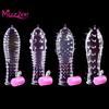 Mizz Zee Vibrator Condom Penis Dotted Thread Clear Lock Extension Sleeve Ring Sex