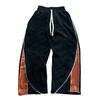 Winter High Street Hip Hop Casual Colorblock Sweatpants Loose Straight Leg Drawstring Pants Unisex Women Khaki