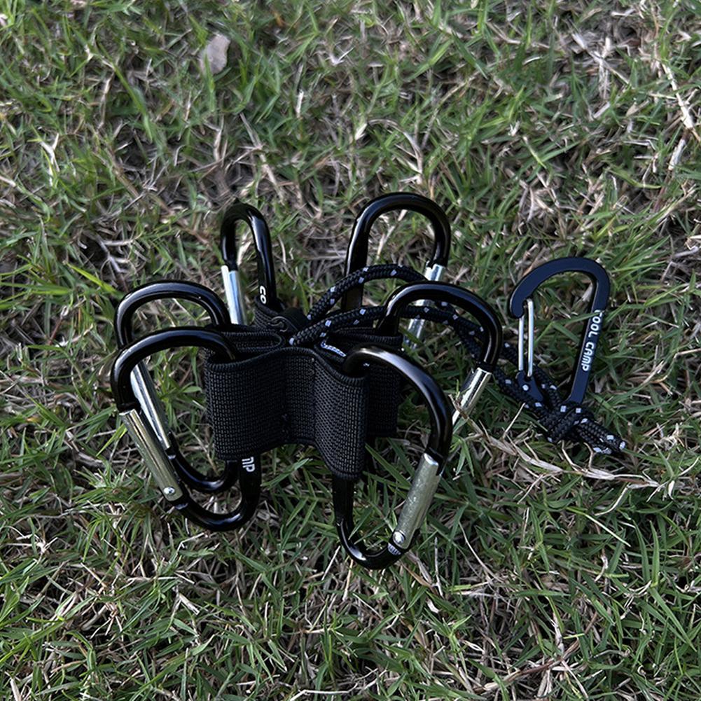 6-Hole Ground Nails Storage Strap Retractable Portable Tent Stakes Storage Belt Canopy Peg Storage Strap for Hiking Picnic