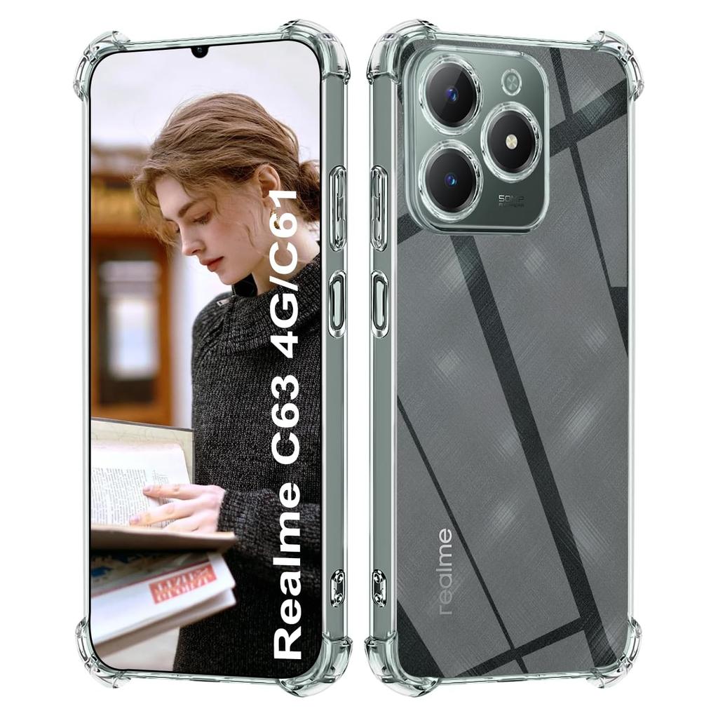 TPU Gjennomsiktig Deksel for Realme C63 4G C61 C65 C67 Note 60 50 Beskyttelsesdeksel Fire Hjørner Støtsikker Støtfanger Coque Fundas