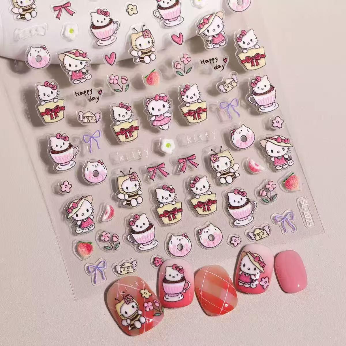 3D рельефные мультяшные наклейки Hello Kitty - Милый и девичий декор для DIY gray