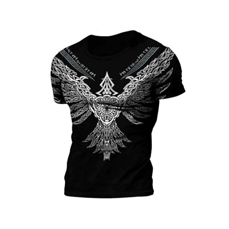 Men's 3D Printed T-Shirt Vintage pattern printing Short Sleeve O-Neck Pullover casual top