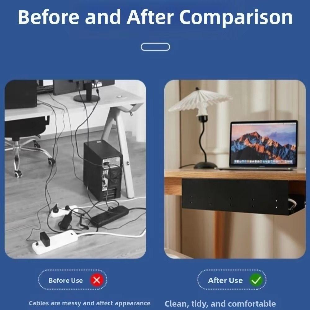 No Drilling Required Under Desk Cable Organizer Wear-resistant Socket Strip Holder  Conference Room