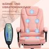 Massage Office Chair, 7 Vibration Points, Adjustable Footrest & Backrest, up to 120 kg, Leather Look, Pink