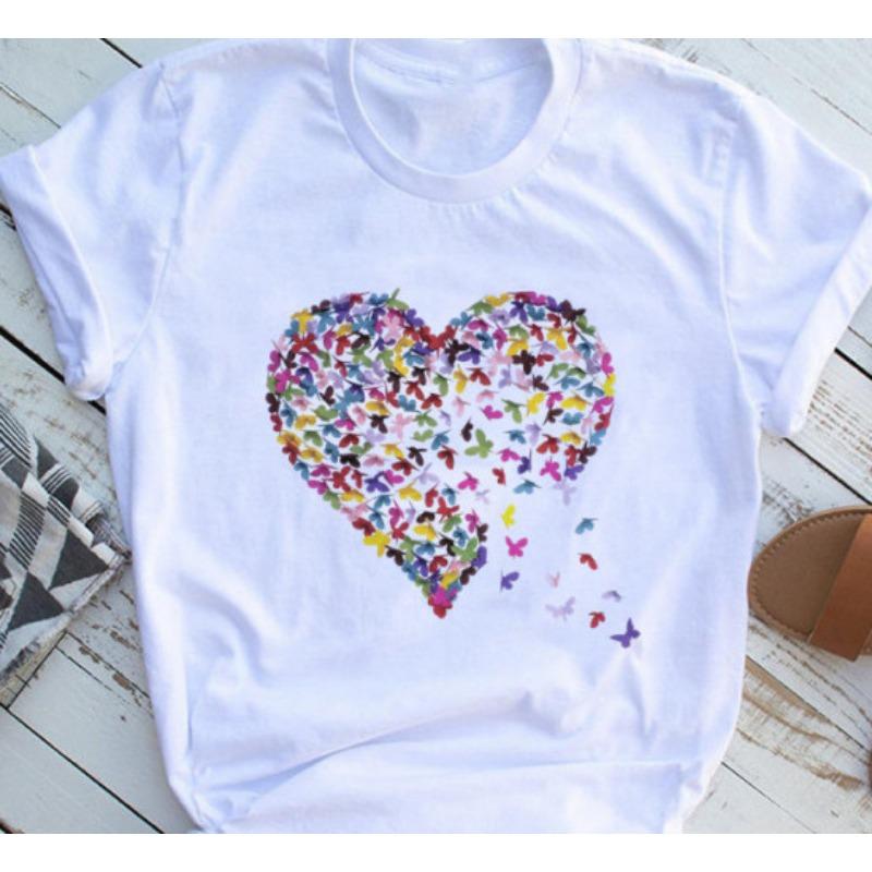 Short Sleeved Butterfly Tree Casual Short Sleeved Women's Casual 3D T-shirt Women's T-shirt