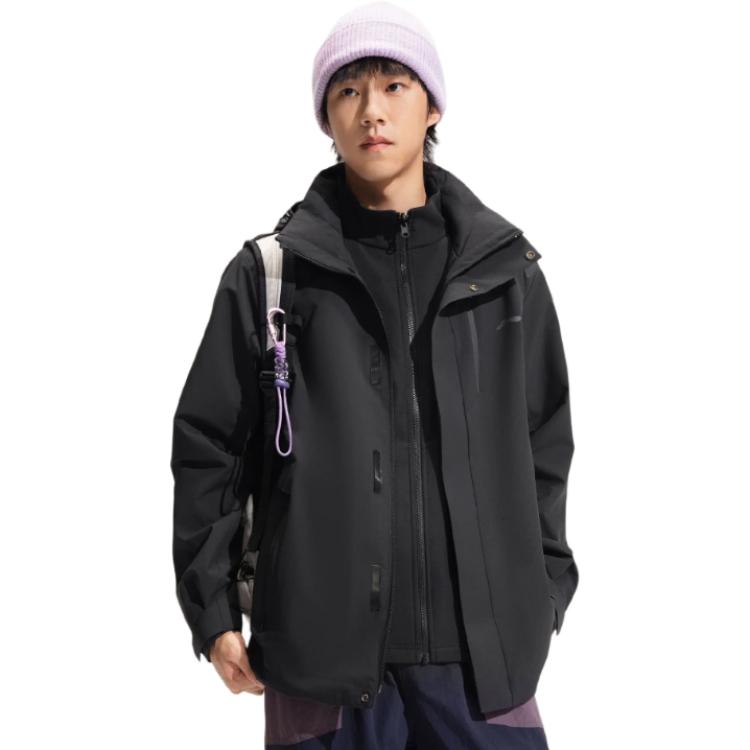 Li Ning Outdoor CF Shell Three-In-One Fleece Lined Warm Water-Resistant Sports Windbreaker Jacket Men jackets AWBV113-3