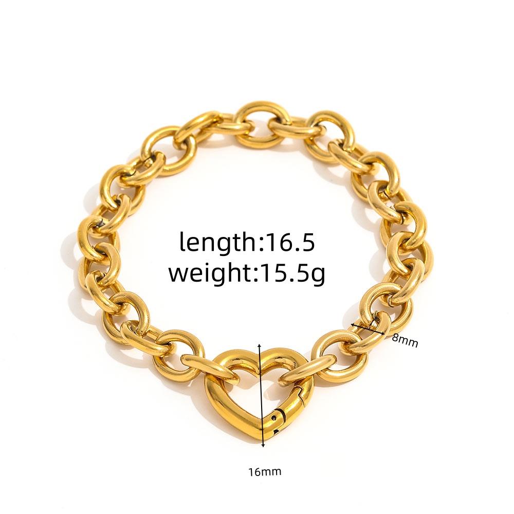 Joolim Jewelry 18K Gold Plated Waterproof&No Fade Fashion Versatile Chunky Love Heart Buckle Necklace Stainless Steel Jewelry