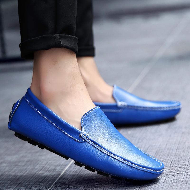Leather Breathable Mocasines Casual Loafers Leather Shoes For Men Slip On Formal Italian Driving Flat Chaussure Homme Large Size