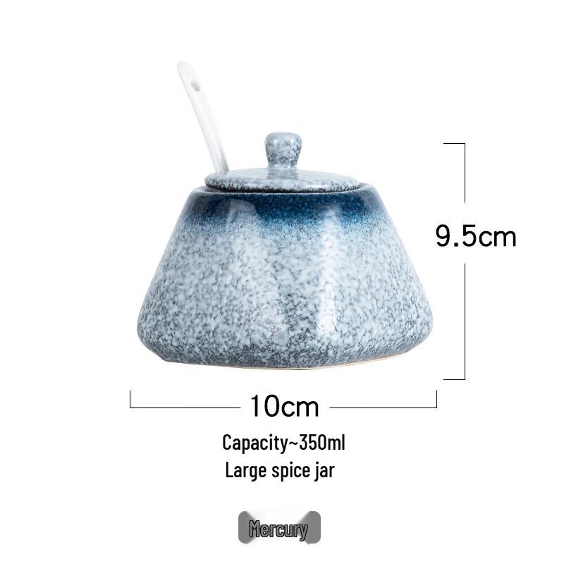 Japanese Style Ceramic Condiment & Spice Jar Set with Tray