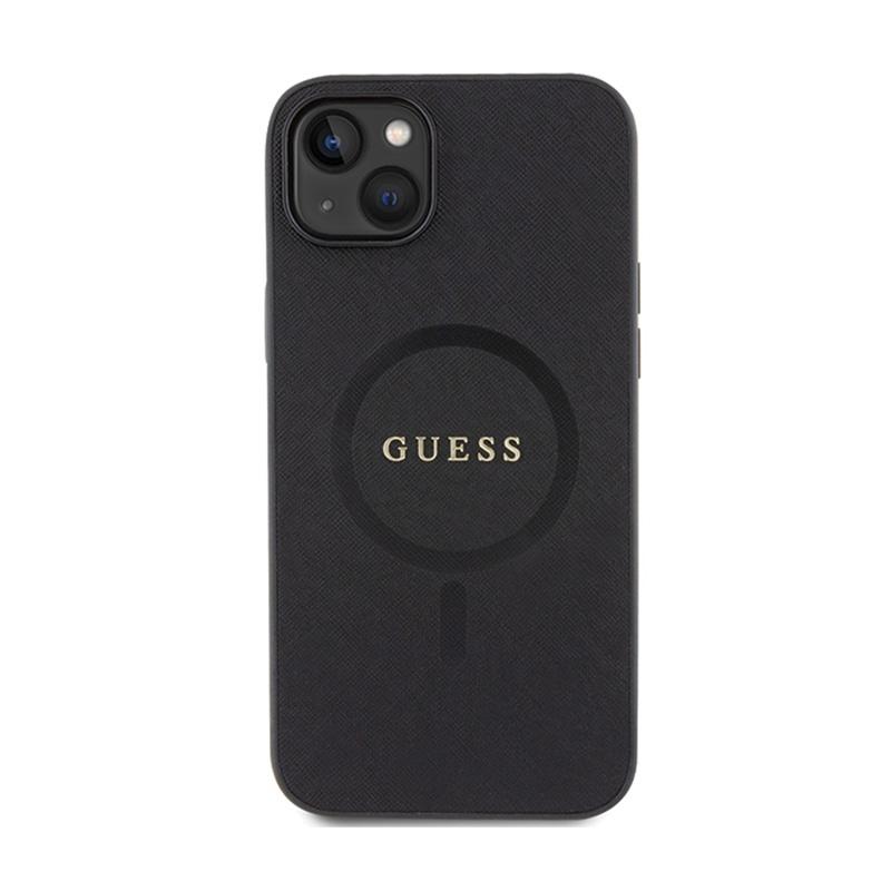 Guess Saffiano Magsafe - Etui Iphone 15 Plus (Czarny)