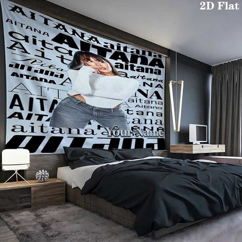 Aitana Name Wandteppich Ästhetischer Wandbehang Bedruckter Stoffdecke Dekorative Wandteppiche für Schlafzimmer Wohnzimmer Heimdekoration