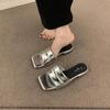 Thick-soled Boken Wool Slippers 2025 Autumn and Winter New Korean Version One-word Mao Mao Slippers Women Wear Belt Buckle Mao Mao Shoes