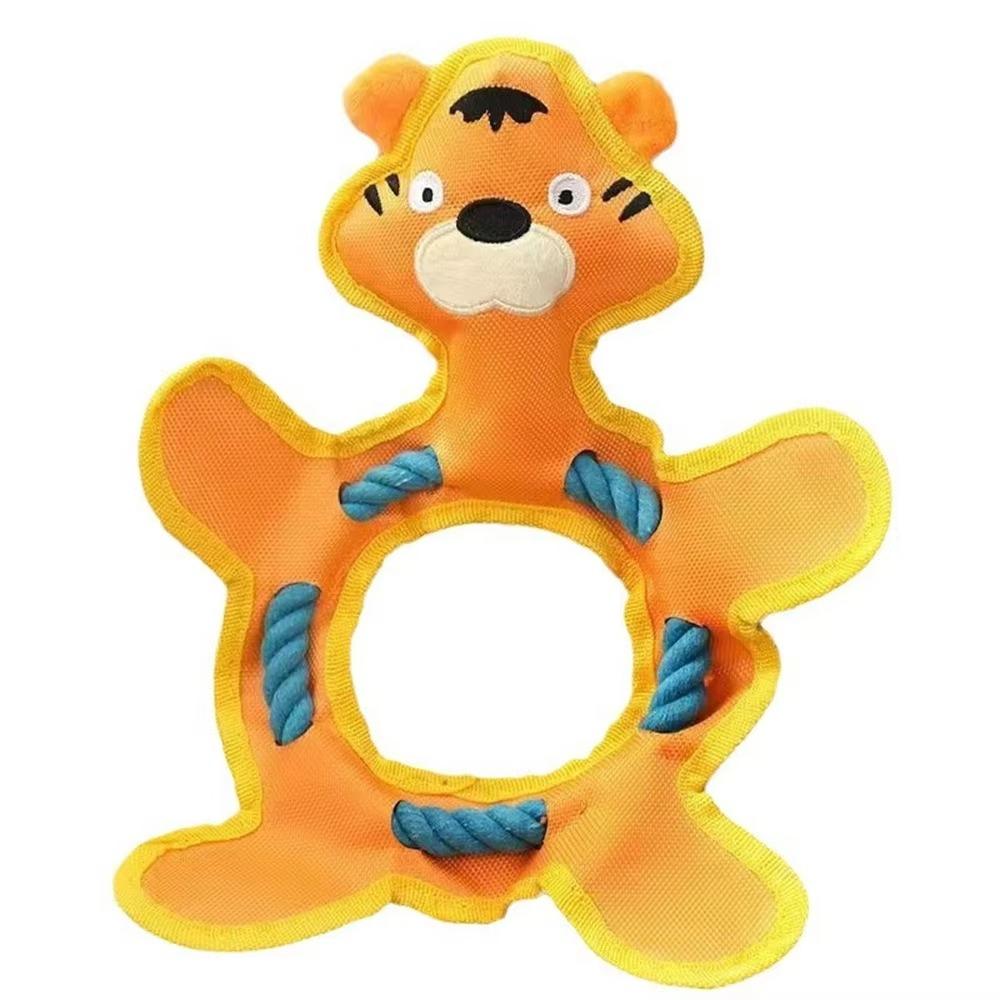 

Oxford Rope Knot Dog Toys With Sound Squeaker Puppy Chewing Toy Cartoon Dog Flying Disc Toy Dog Tiger