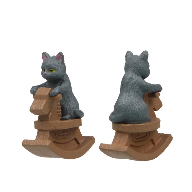 Small Figurines Decoration Car Dashboard Miniature Riding Rocking Horse Cats Ornament Center Console Mounted Cats Decoration